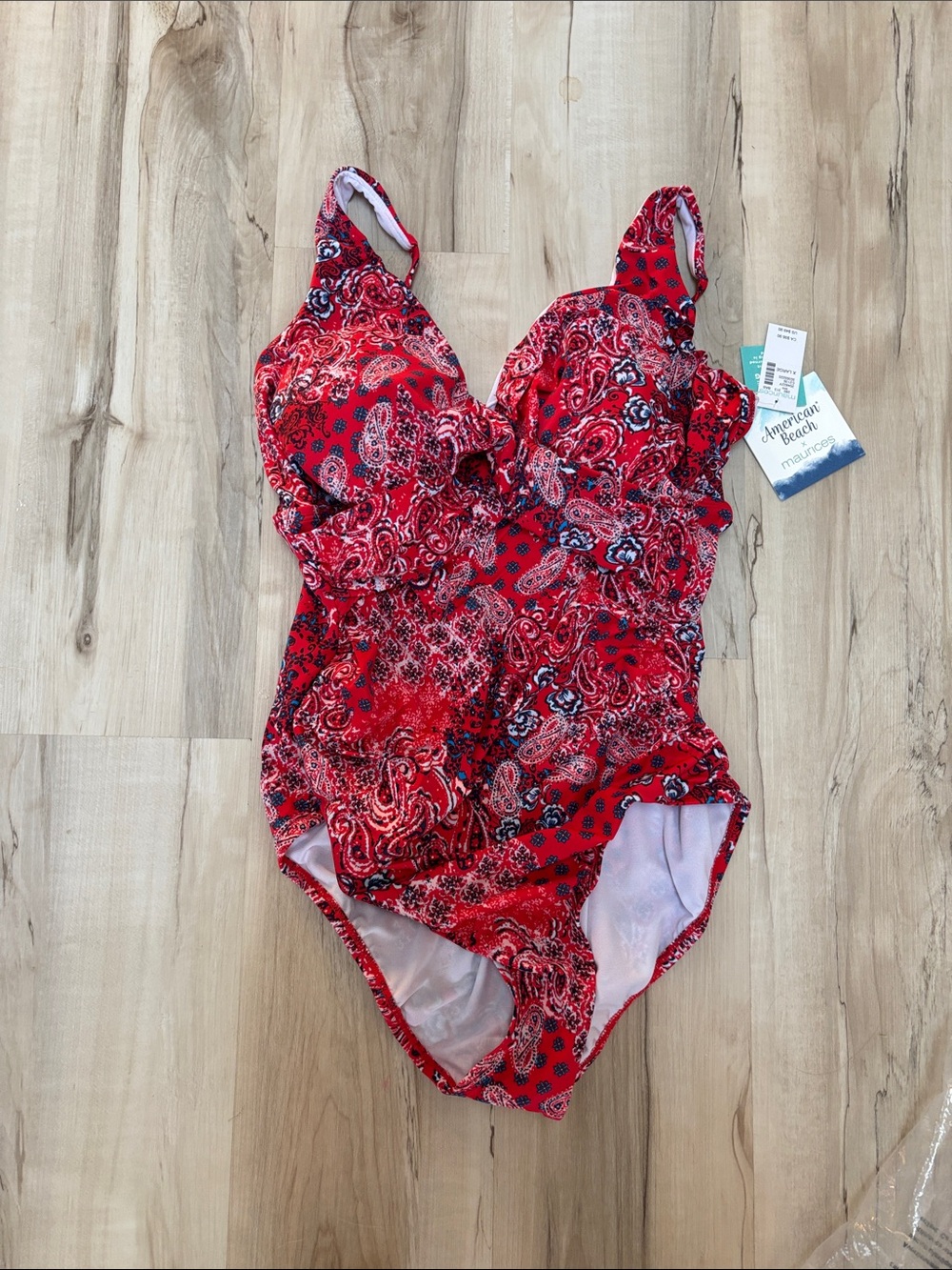 Red Paisley One-Piece womans Swim Suit